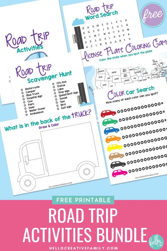 Looking for some fun road trip ideas to combat "I'm Bored"? Look no further! We have an adorable free road trip activities printable bundle that has a license plate search, car color tracker, road trip scavenger hunt and so much more! So much fun for printing of and keeping in your trailer or with your camping gear!