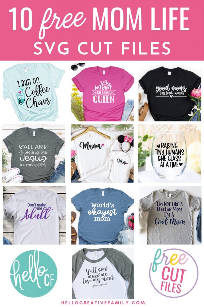 If you (or one of your loved ones)are the kind of Mama who occasionally lets cuss words fly, then this is for you! We're sharing a Good Moms Say Bad Words cut file as a part of our brand new free Mom Life SVGs collection! Use these free SVG files to make t-shirt, mugs, hoodies and more using your Cricut or other electronic cutting machine!