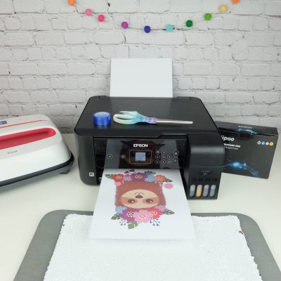 Use your Epson EcoTank printer to print your image using sublimation ink on sublimation paper. You will want to mirror your image and print it on the "Matte Paper Best Quality".