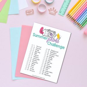 Get those creative wheels turning with our summer photo challenge printable! Whether you are a beginner photographer looking for creative inspiration, or an advanced photographer seeking some outside the box ideas you will love this printable! Also makes a super fun photo scavenger hunt idea!