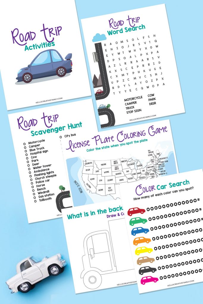 Looking for some fun road trip ideas to combat "I'm Bored"? Look no further! We have an adorable free road trip activities printable bundle that has a license plate search, car color tracker, road trip scavenger hunt and so much more! So much fun for printing of and keeping in your trailer or with your camping gear!