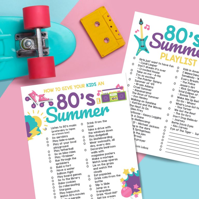 How To Give Your Kids An 80’s Summer Printable + 12 Eighties Printables