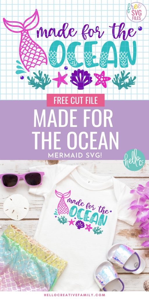 If the beach is your happy place, then this free cut file is for you! Make DIY tank tops, onesies, mugs, beach bags and more with this Made For The Ocean Mermaid SVG File! Get your craft on with your Cricut, Silhouette or other electronic cutting machine. So much fun for mermaid birthday parties or mermaid lovers with summer birthdays!