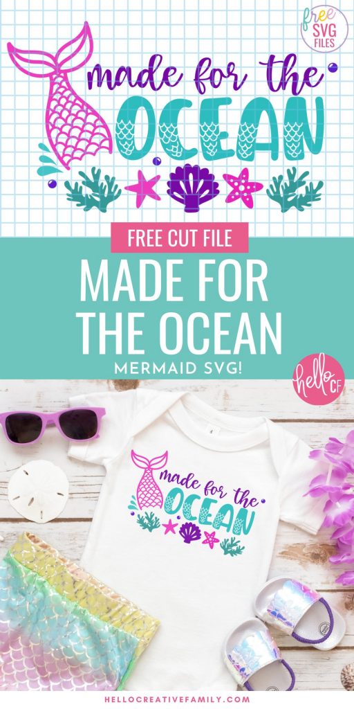 If the beach is your happy place, then this free cut file is for you! Make DIY tank tops, onesies, mugs, beach bags and more with this Made For The Ocean Mermaid SVG File! Get your craft on with your Cricut, Silhouette or other electronic cutting machine. So much fun for mermaid birthday parties or mermaid lovers with summer birthdays!