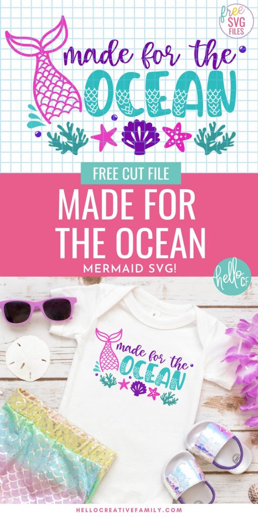 If the beach is your happy place, then this free cut file is for you! Make DIY tank tops, onesies, mugs, beach bags and more with this Made For The Ocean Mermaid SVG File! Get your craft on with your Cricut, Silhouette or other electronic cutting machine. So much fun for mermaid birthday parties or mermaid lovers with summer birthdays! 