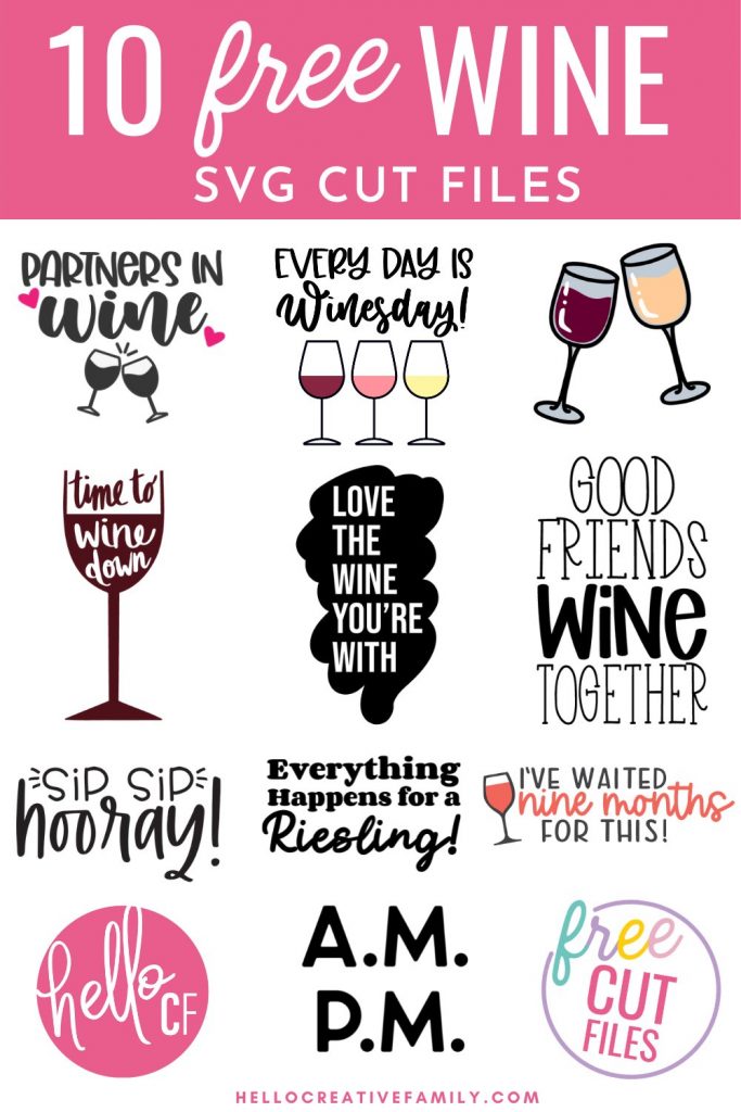 Making a handmade gift for the wine lover in your life? We've got you covered with 10 Free Wine SVG files including Every Day Is Winesday! Use these free SVG files to make t-shirt, wine glasses, wine bags hoodies and more using your Cricut or other electronic cutting machine! Whether your drink of choice is merlot, reisling or rose you will love these free cut files!