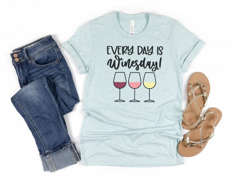 DIY Cricut made Wine shirt that says Every Day Is Winesday from Hello Creative Family 