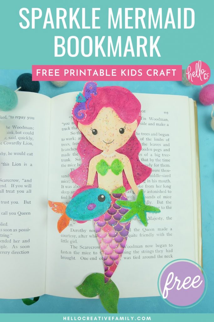 Looking for a fun mermaid craft with kids? Use our Free Sparkle Mermaid Bookmark Printable and easy step by step instructions for some easy crafting fun with kids! #MermaidCrafts #mermaids #Crafts #KidsCrafts #DIY #ModPodge #Printable #FreePrintable #MermaidPrintable