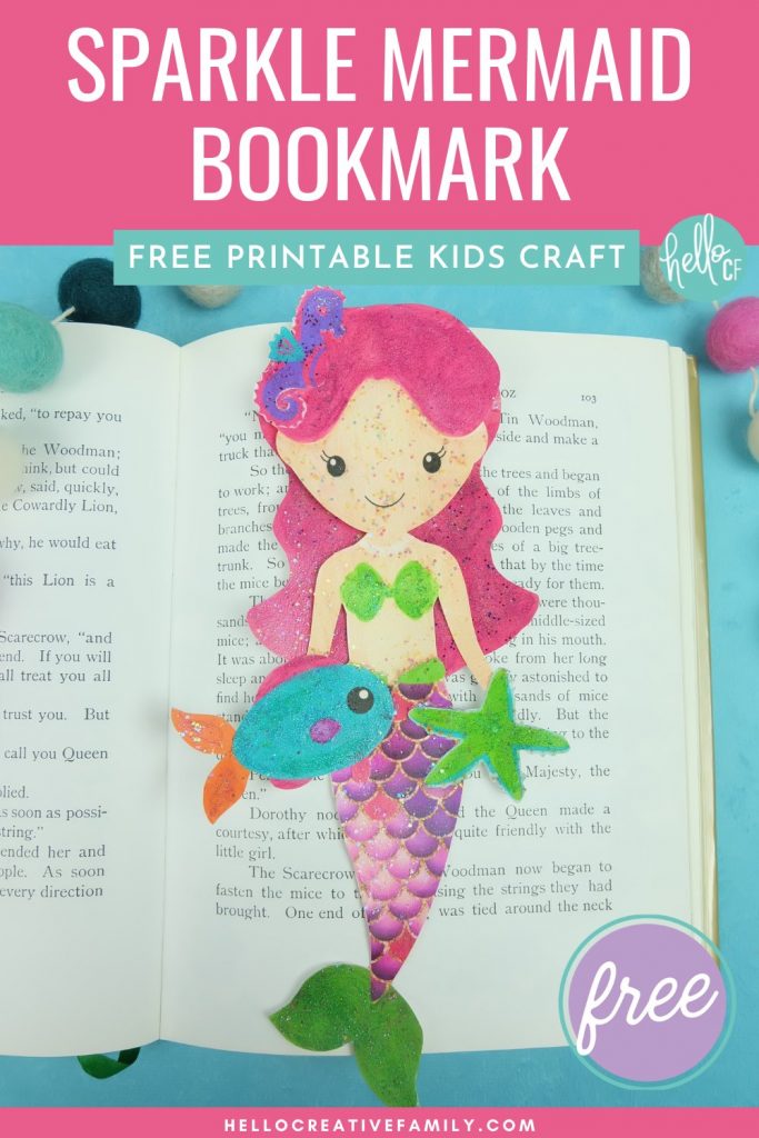 Looking for a fun mermaid craft with kids? Use our Free Sparkle Mermaid Bookmark Printable and easy step by step instructions for some easy crafting fun with kids! #MermaidCrafts #mermaids #Crafts #KidsCrafts #DIY #ModPodge #Printable #FreePrintable #MermaidPrintable