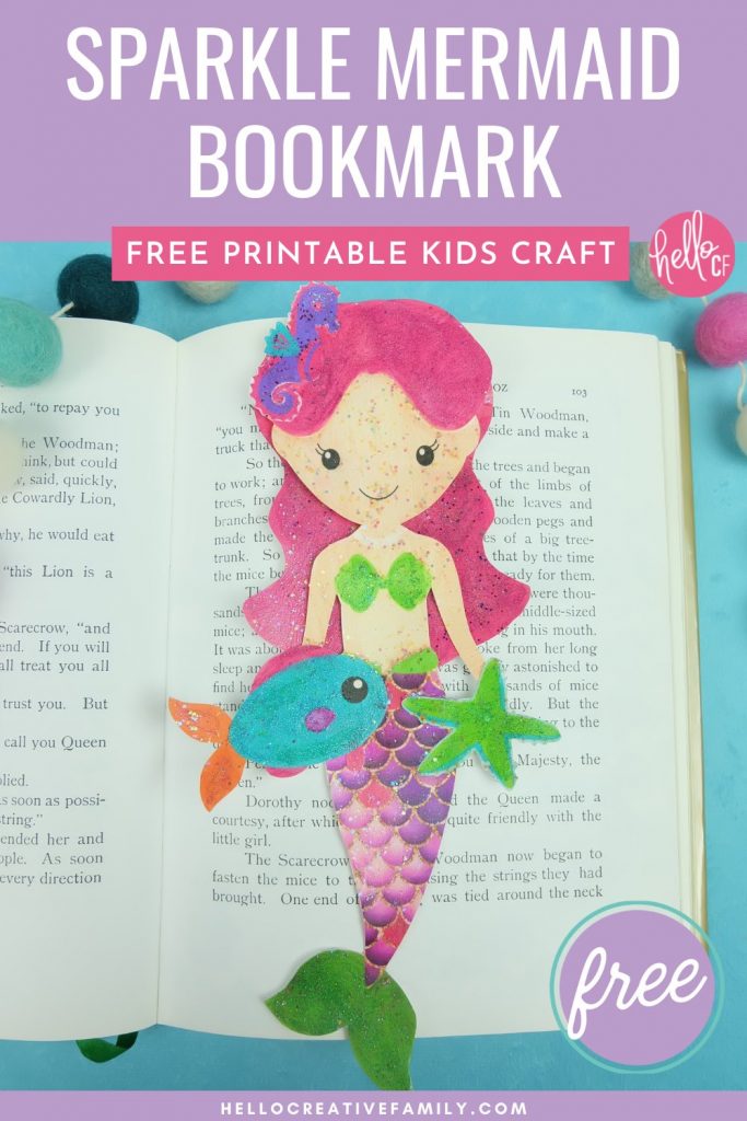 Looking for a fun mermaid craft with kids? Use our Free Sparkle Mermaid Bookmark Printable and easy step by step instructions for some easy crafting fun with kids! #MermaidCrafts #mermaids #Crafts #KidsCrafts #DIY #ModPodge #Printable #FreePrintable #MermaidPrintable