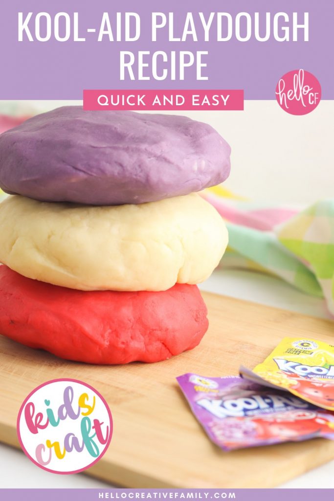 Making homemade play dough is quick and easy with this kool aid play dough recipe! The best play dough recipe you will ever find with simple ingredients! Smells good, is soft, pliable and easy to make in minutes. #Playdough #kidscrafts #Koolaid #kidsactivities #homemade