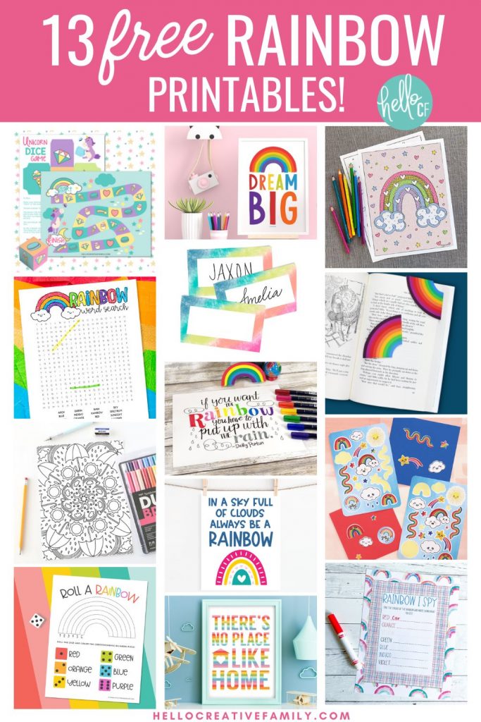 Have some rainbow unicorn magical fun with our free printable unicorn dice game. Includes a printable dice to cut out and assemble as well as an adorable printable board game covered with rainbows, diamonds, cupcakes, macarons and all things magical! We're also sharing the link to 13 free rainbow printables that kids and adults alike will love! Print these activity sheets out to keep kids entertained while travelling, on planes, at dinner and more! Perfect for birthday parties!
