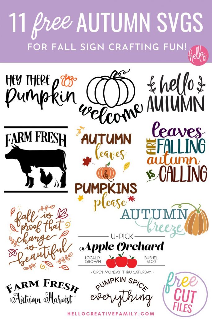 Decorate in fall hygge style with 11 free fall sign cut files including a Welcome Pumpkin SVG that is perfect for making doormats with! Design beautiful DIY autumn home decor using your Cricut or other electronic cutting machine!