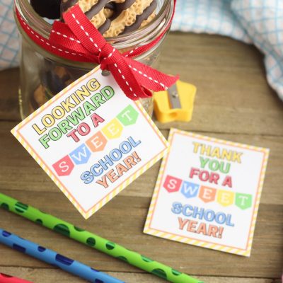 Give as a gift to your teacher using one of the two different tag options for the beginning of the school year, end of the school year, teacher appreciation, Christmas, or any time your teacher could use a pick me up!