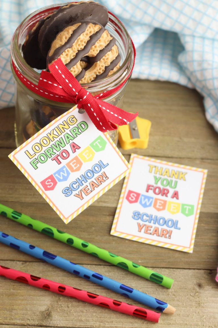 Give as a gift to your teacher using one of the two different tag options for the beginning of the school year, end of the school year, teacher appreciation, Christmas, or any time your teacher could use a pick me up!