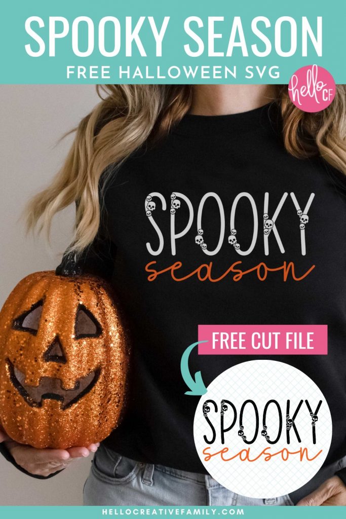 Get ready for spooky season with this minimalist free Halloween SVG file! Make tons of Halloween projects including minimalist sweatshirts with your Cricut or Silhouette machine! Use this cut file for t-shirts, wood signs, paper crafting, planner stickers, Halloween decorations, and so much more! 