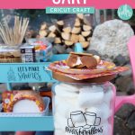 Love Smores? Learn how to use your Cricut to make a gorgeous DIY Smores Cart that's perfect for spring and summer campfires as well as fall and winter bonfires with this fun and easy craft tutorial! This rolling cart is filled with all the goodies you need to have an epic campfire dessert!