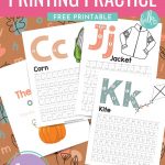 Make learning to write fun with our free alphabet printing practice sheets! This free printable is a simple and easy way for elementary school aged children to learn their alphabet and practice their penmanship. Filled with cute images to celebrate autumn that kids can color in. Learning your ABCs has never been so fun. With both uppercase and lowercase letters you can laminate these free worksheets to use again and again.