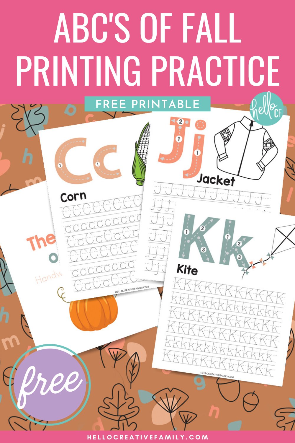 Make learning to write fun with our free alphabet printing practice sheets! This free printable is a simple and easy way for elementary school aged children to learn their alphabet and practice their penmanship. Filled with cute images to celebrate autumn that kids can color in. Learning your ABCs has never been so fun. With both uppercase and lowercase letters you can laminate these free worksheets to use again and again.