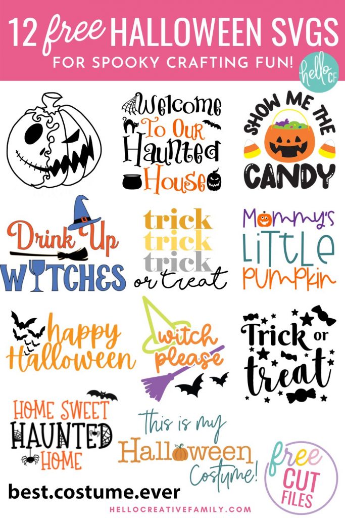Who's ready for some Halloween Crafting Fun? Download 12 Free Halloween Cut Files including a Haunted House Halloween Welcome Sign SVG! So many fun cut files to help celebrate everyone's favorite spooky season! Make awesome DIY Halloween projects using your Cricut or other electronic cutting machine!