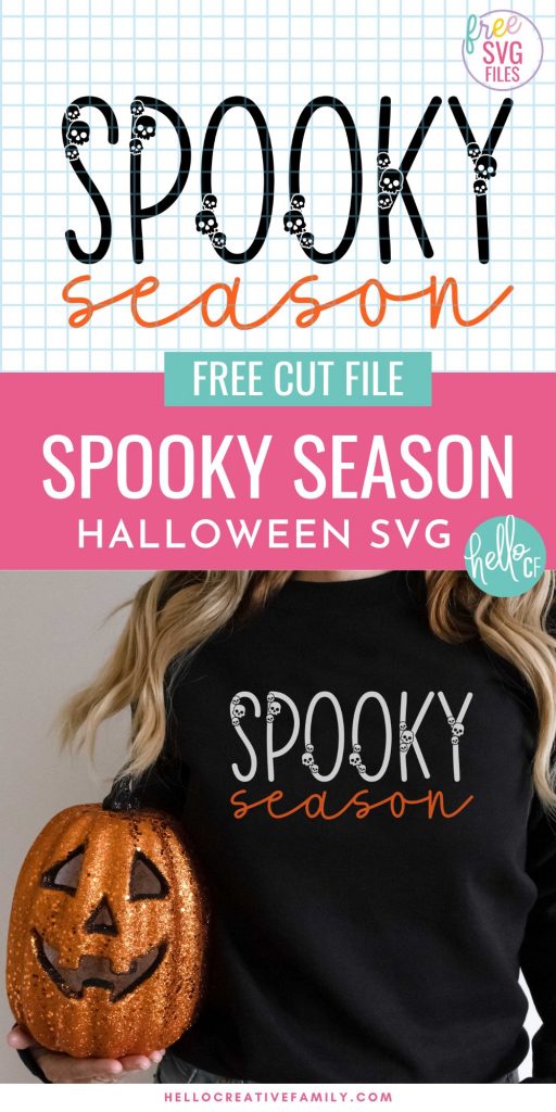Get ready for spooky season with this minimalist free Halloween SVG file! Make tons of Halloween projects including minimalist sweatshirts with your Cricut or Silhouette machine! Use this cut file for t-shirts, wood signs, paper crafting, planner stickers, Halloween decorations, and so much more! 