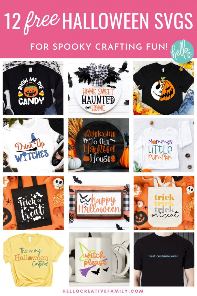 Who's ready for some Halloween Crafting Fun? Download 12 Free Halloween Cut Files including a Haunted House Halloween Welcome Sign SVG! So many fun cut files to help celebrate everyone's favorite spooky season! Make awesome DIY Halloween projects using your Cricut or other electronic cutting machine!