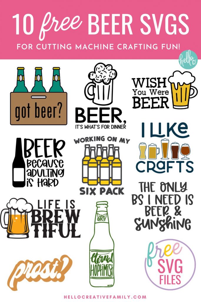 Got Beer? Make DIY gifts for beer lovers with these 10 free beer svgs! Perfect for making handmade beer shirts, mugs, aprons, bar towels and more using your Cricut or other electronic cutting machine!  