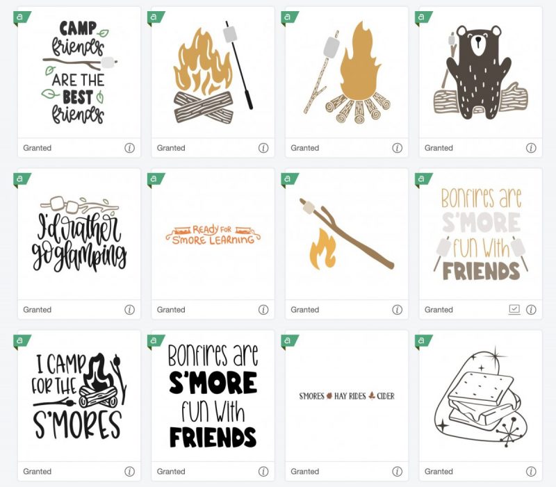 Smores Cut File Images in Cricut Access