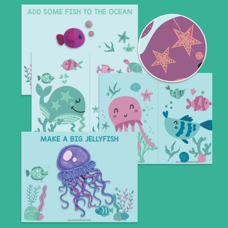 8 Printable Crafts For Kids Including Ocean Sewing Cards