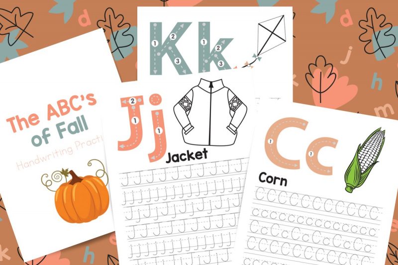 Make learning to write fun with our free alphabet printing practice sheets! This free printable is a simple and easy way for elementary school aged children to learn their alphabet and practice their penmanship. Filled with cute images to celebrate autumn that kids can color in. Learning your ABCs has never been so fun. With both uppercase and lowercase letters you can laminate these free worksheets to use again and again. 