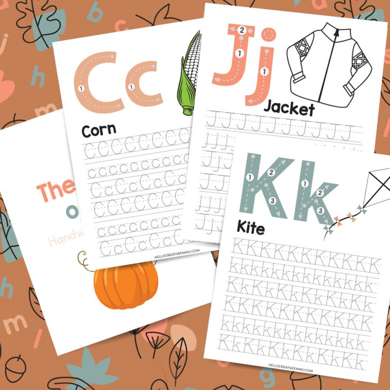 Free Alphabet Printing Practice Sheets- ABC’s of Fall