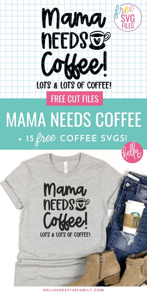Do you, your friends or family members love coffee? If so, we've got 15 free Coffee Cut files that you are going to love including a Mama Needs Coffee SVG! Make DIY gifts for coffee lovers including DIY coffee mugs, shirts, tea towels, stickers and more using your Cricut or other electronic cutting machine!