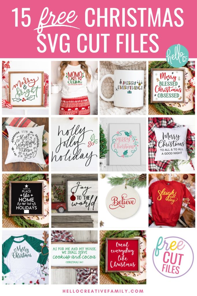 Break out your Cricut or Silhouette cutting machines and get started making all kinds of fun Christmas crafts with 15 Free Christmas Sayings Cut Files including Mama Claus- Just a Mom Who Loves Christmas! Make DIY Christmas shirts, pjs, mugs, ornaments, stickers, pillows, reverse canvas and so much more with this fun and festive Christmas SVG collection!