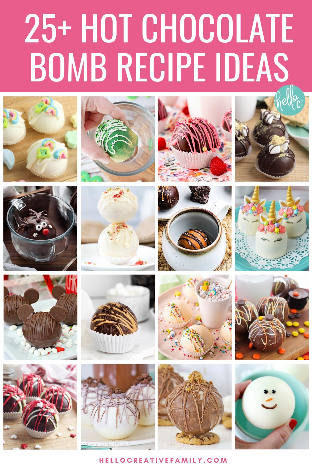 Discover 25 delicious hot chocolate bomb recipe ideas to make everyone's favorite cold weather treat! With your favorite chocolate on the outside, and hidden treats on the inside, hot chocolate bombs make great handmade gifts and DIY stocking stuffers for friends, family, co-workers, teacher gifts, co-worker gifts and more! We're sharing our favorite variations (including some adult only, boozy hot chocolate bomb flavors) for everyone on your gift giving list!