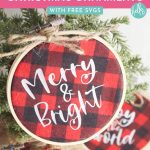 Learn how to make Buffalo plaid ornaments with the help of the Cricut Explore Air, Cricut Maker or Cricut Joy. These DIY Buffalo Plaid Christmas Ornaments combine mini embroidery hoops and HTV to make a quick and easy Christmas craft to decorate your Christmas tree! Includes three free Christmas SVGs!