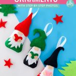 Bring a burst of cheerfulness to your home by making these cute DIY Christmas gnome ornaments. This sweet sewing project is perfect for beginners. Includes a free printable pattern template and step by step photos. Not into sewing? Make this a no-sew Christmas project with a bit of glue!