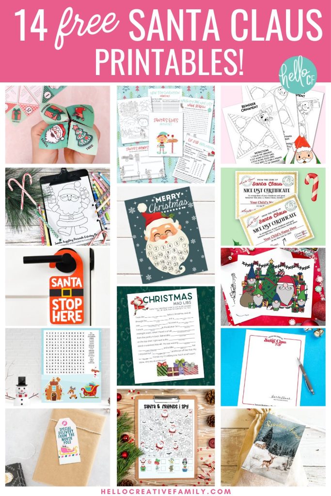 Get in the Christmas spirit with this fun holiday elf printable activity bundle including an Elf Job Application, Santa's Elf Coloring Sheet, Naughty And Nice Name Search and more! Also includes 14 free Santa printables for tons of holiday cheer!
