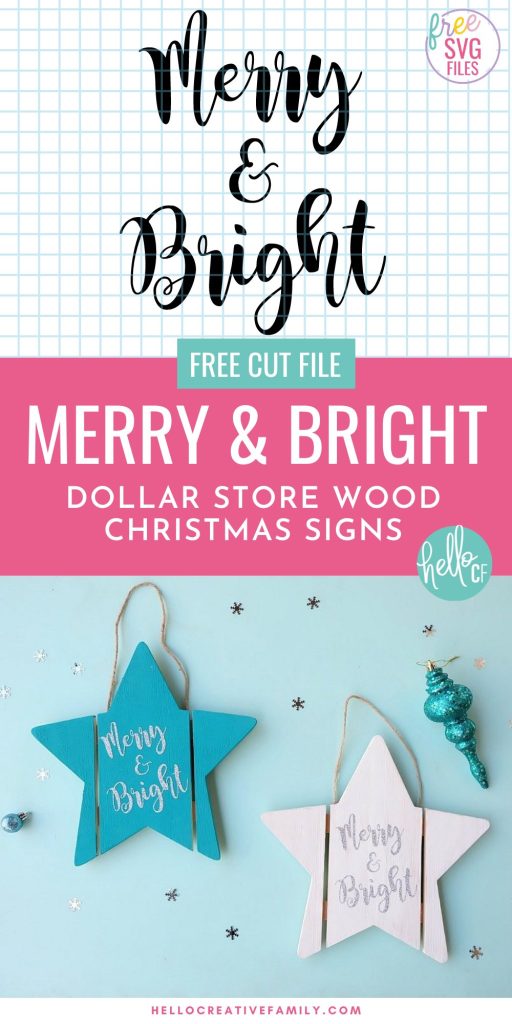 DIY Wood Christmas Sign = Free Merry And Bright SVG File