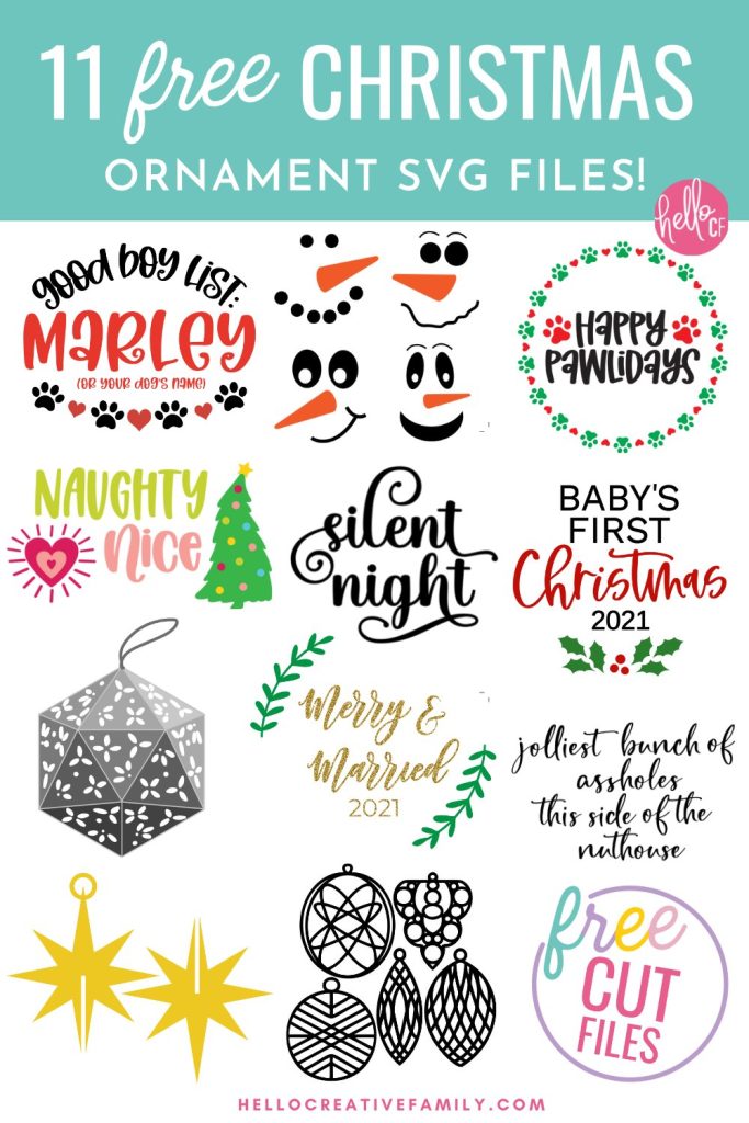 Is your dog on the "good boy" or "naughty boy" list this holiday season? Make an adorable DIY Christmas ornament for your favorite furry best friend using our free Dog SVG using your Cricut or other electronic cutting machine. The perfect handmade gift for pet lovers! Download all 11 Christmas Cut Files to make ornaments for everyone on your holiday crafting list!