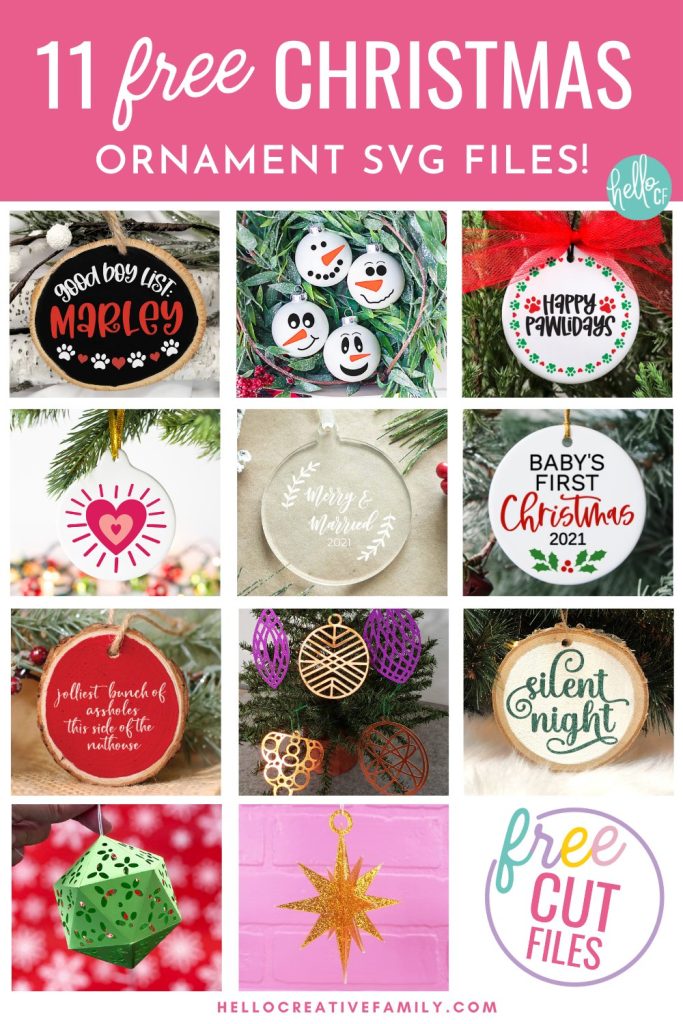 Is your dog on the "good boy" or "naughty boy" list this holiday season? Make an adorable DIY Christmas ornament for your favorite furry best friend using our free Dog SVG using your Cricut or other electronic cutting machine. The perfect handmade gift for pet lovers! Download all 11 Christmas Cut Files to make ornaments for everyone on your holiday crafting list!