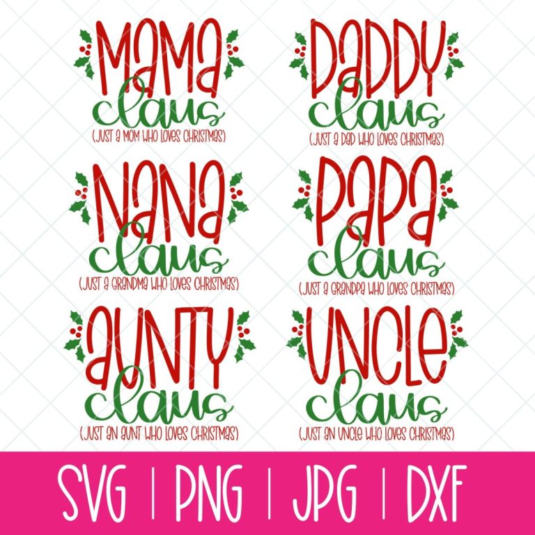 Santa Claus Family Christmas Cut File Bundle- Includes Nana Claus, Papa Claus, Aunty Claus, Daddy Claus & More