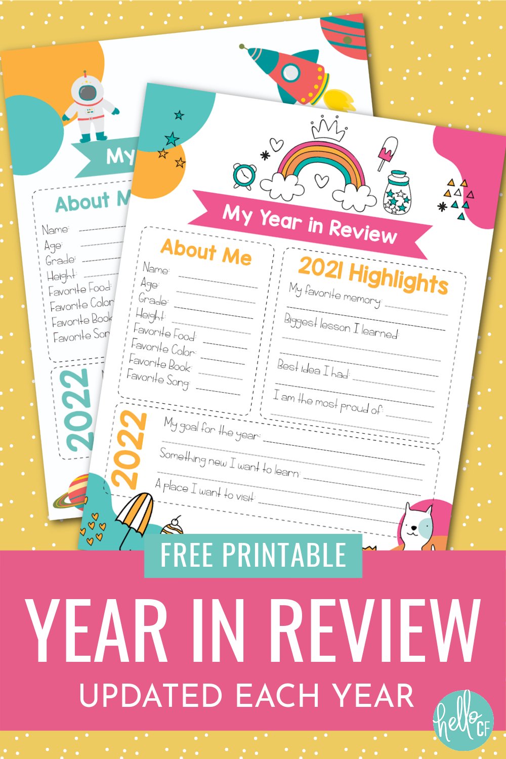 Printable Year In Review New Years Activity For Kids- Updated Each Year