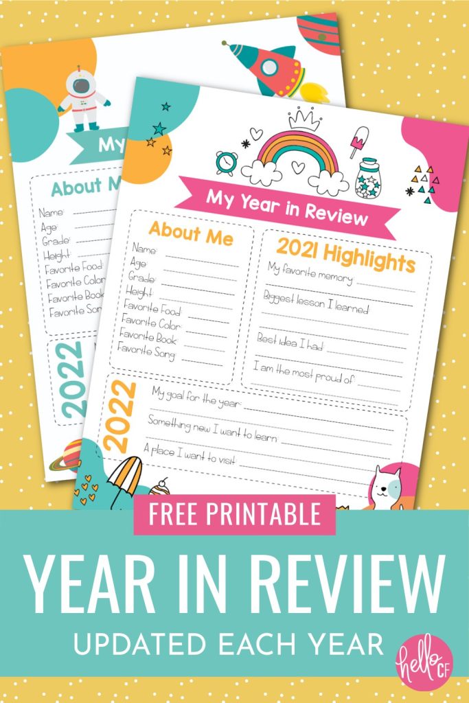 This printable New Year's Eve writing activity lets kids capture their favorite things from their current age, reflect on highlights of the previous year, and create goals and dreams of things that they want to happen in the upcoming year! Fun for all ages from preschoolers to adults!