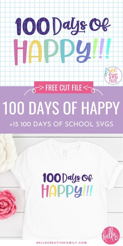 We are sharing 15 free bright and colorful 100 days SVG files for making DIY 100 Days of School shirts using your Cricut Maker, Cricut Explore, Cricut Joy or Silhouette Cameo! With our free cut files we make Cricut crafts fun and easy!