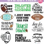 Whether you are into high school football, the NFL, CFL or only tune in for the Super Bowl, you are going to love these 14 free Football SVG Cut Files! Perfect for making shirts for game day using your Cricut or Silhouette! #CricutMaker #CricutMade #CricutCreated #Silhouette #SilhouetteCameo #Football #CutFiles #SVGFiles #FootballCrafts #Superbowl