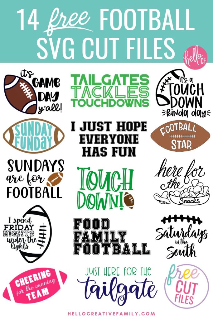 Whether you are into high school football, the NFL, CFL or only tune in for the Super Bowl, you are going to love these 14 free Football SVG Cut Files! Perfect for making shirts for game day using your Cricut or Silhouette! #CricutMaker #CricutMade #CricutCreated #Silhouette #SilhouetteCameo #Football #CutFiles #SVGFiles #FootballCrafts #Superbowl