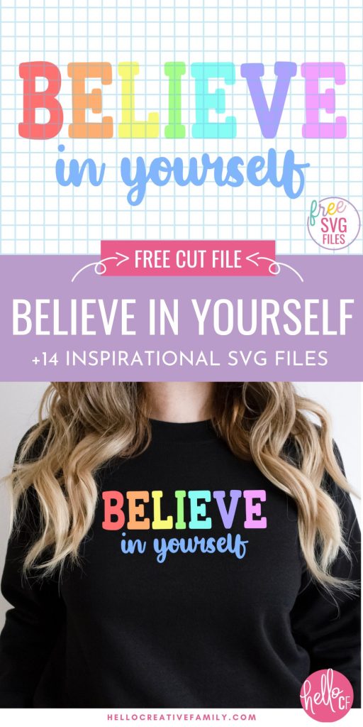 Get ready for a big dose of happiness! These 14 Free Inspirational Quotes SVG Files will motivate you and inspire you to tackle your goals! Use these free cut files to make planner stickers, mugs, DIY shirts for the gym and so much more using your Cricut or Silhouette cutting machines! Includes a pretty rainbow Believe In Yourself SVG.