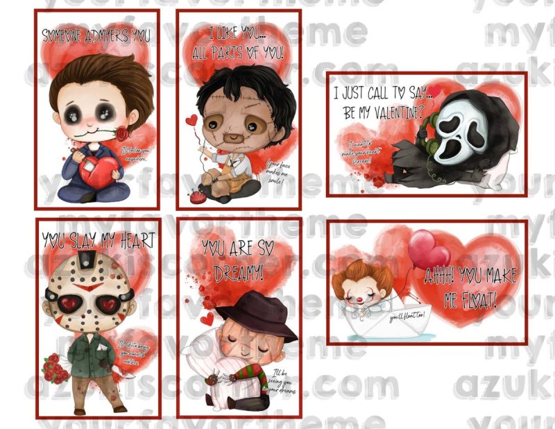 Horror Movie Icons Valentine Cards from LNT Studio