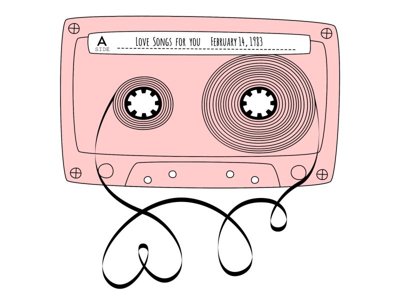 Pink 80's Mixed Tape Drawing
