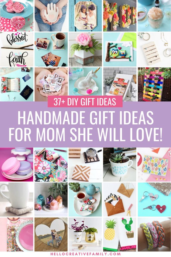 Whether you're looking handmade gift ideas for mom for Mother's Day, birthdays, Christmas or a "just because" gift, we've got you covered with over 37 handmade gift ideas women are sure to love! We are going to help you make the perfect gift for Mom! So pull out those DIY supplies, head into your craft room and get creating! Your mama will thank you! 